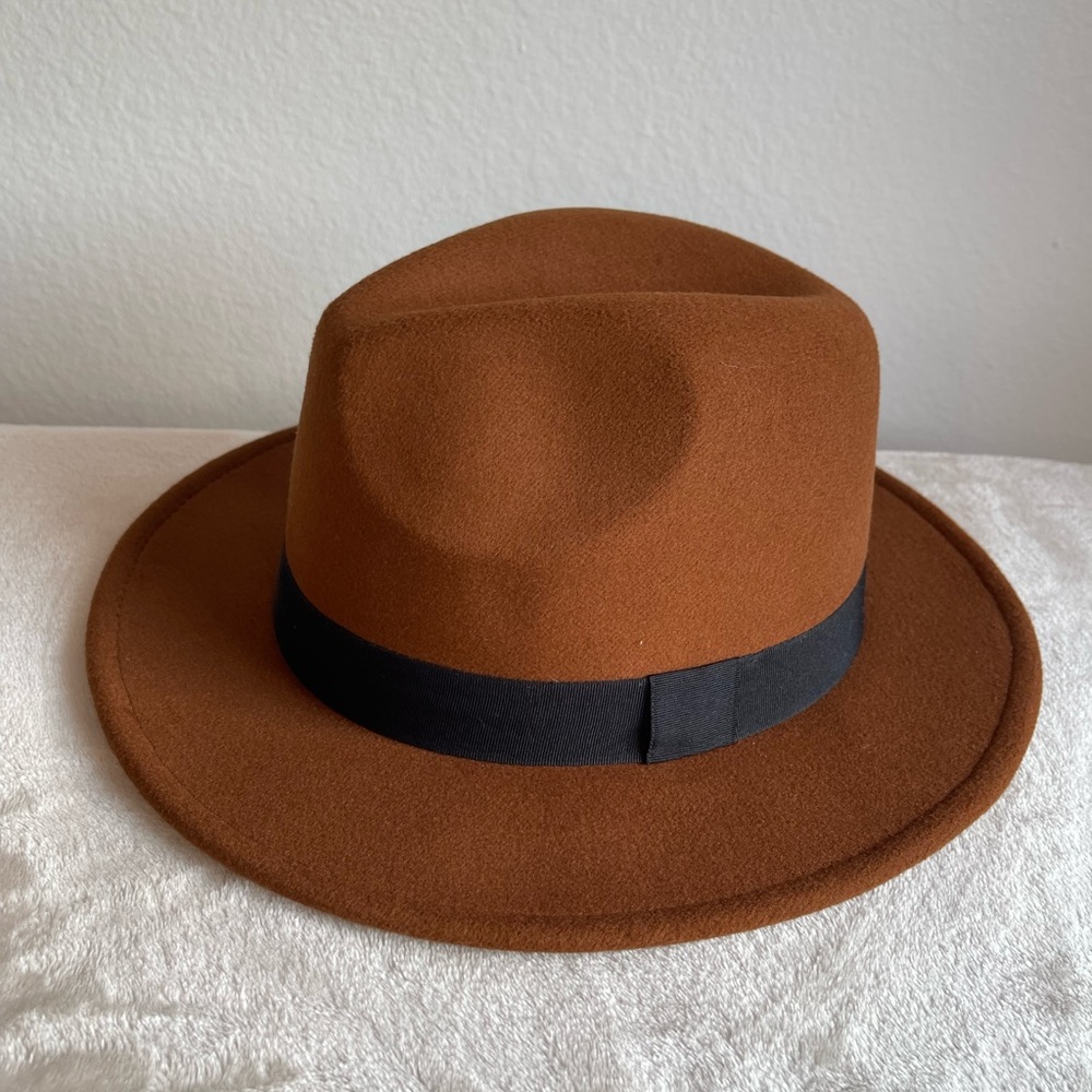 NWOT H&M Brown Wool Fedora with Black Band